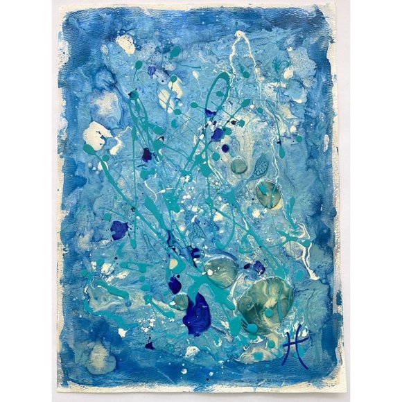 Sea Party - Original Art Mixed Media Painting Frame Ready Artwork 11”x15” - Picture 2 of 7